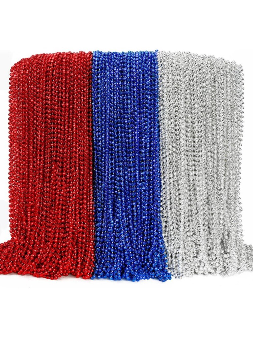 Patriotic 4th of July Bead Necklace Set, 300PCS Red Blue Silver Party Favors